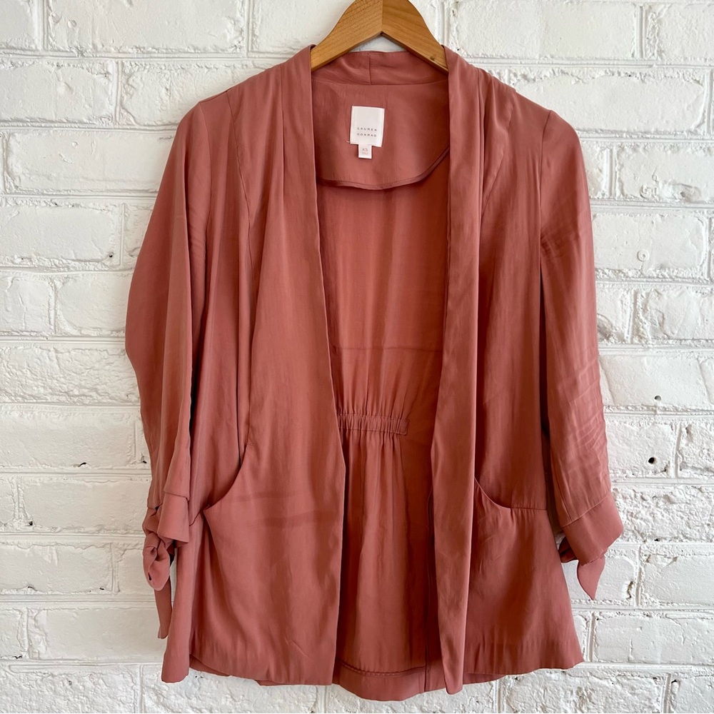 Lauren Conrad Rose Pink Lightweight Open Front Blazer Jacket Size XS